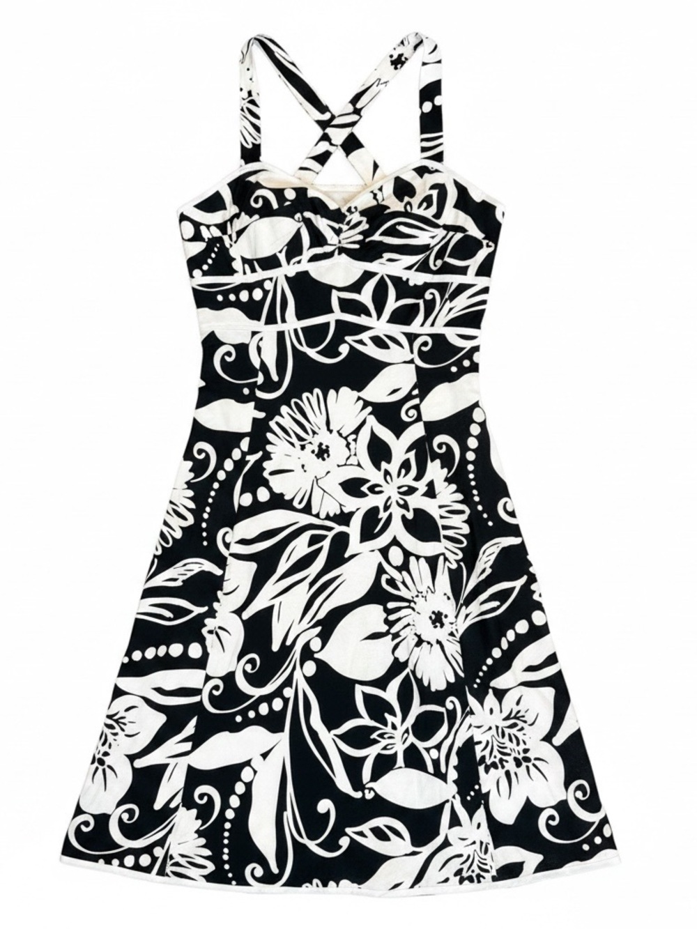 Harold's Black & White Floral Strappy Mini Dress - Picture 4 of 11